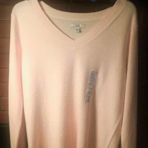 Croft & Barrow Extra Soft V-neck Pink Sweater MED NWT's